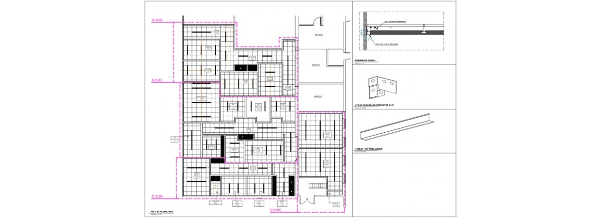 Acoustic Ceiling Panels Grid Plan Shop Drawings With Details
